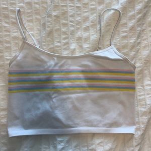 FOREVER 21 white with coloured stripped tank top